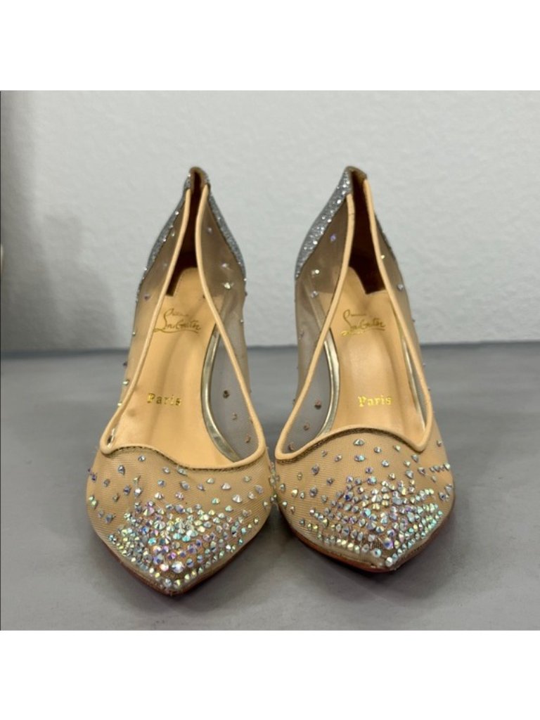 Christian Louboutin Crystal Follies Strass 100 Mm Pumps Mesh Mesh Silk Heels — image 3 of 8